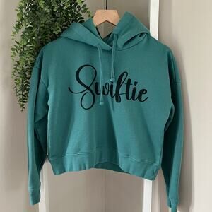 Taylor Swift Swiftie Hoodie Dark Teal Blue Hooded Sweatshirt Women’s Small